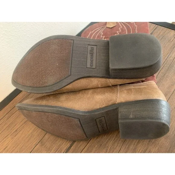 COCONUTS by Matisse GAUCHO Red and Tan Cowboy Western Boots Women's SZ 7 - Picture 3 of 6